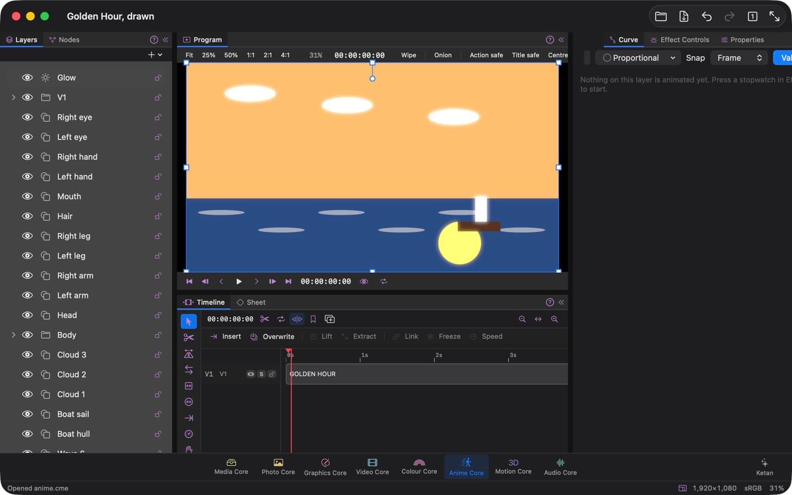 Accord Suite's Anime Core: A drawn character and its scene, layer by layer.